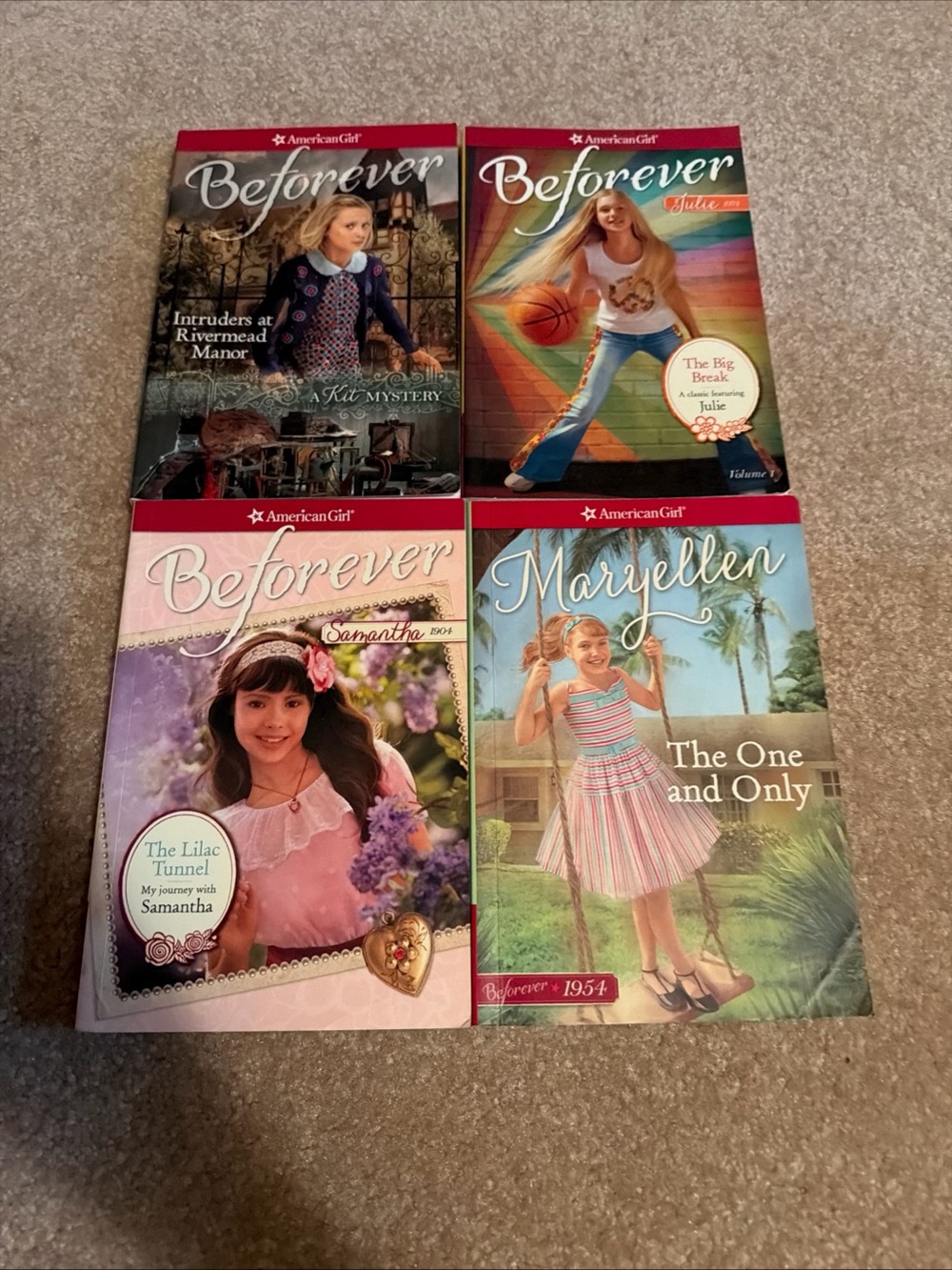 Lot of 4 American Girl Beforever paperback books Kit, Julie, Samantha, Maryellen